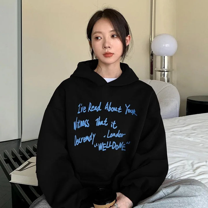 American style Letter Print Warm Hoodie Men Women Autumn Winter New Loose Casual Kangaroo Pouch Y2K Tops Youth Sweatshirt