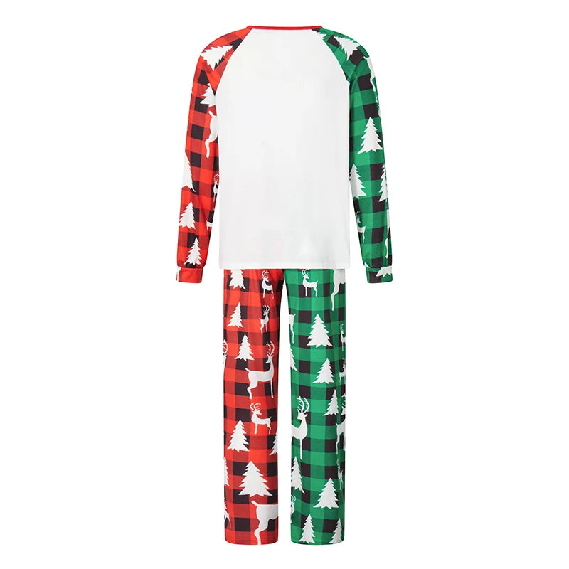 Christmas Family Pajamas Matching Set Reindeer Print Long Sleeve Tops and Striped Pants Sleepwear for the Holidays