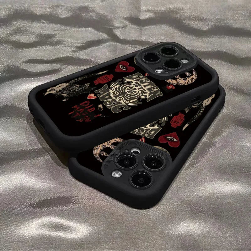 Aesthetic Glass Printed Sun & Moon Silicone Phone Case for IPhone 16 14 12 13 11 15 Pro Max X XS 7 8 Plus Shockproof Soft Cover