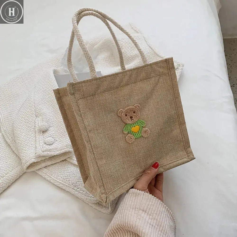 Fashion Linen Small Handbag Butterfly Printed Canvas Bag Party Gift Packing Bag Women Small Tote Bags Portable Shopping Bag HALALZEN