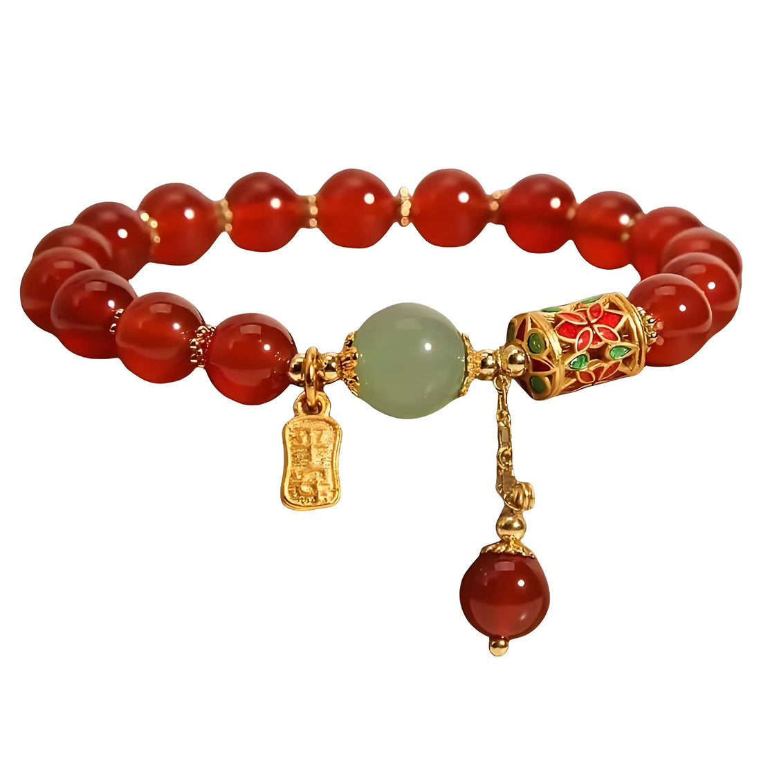 1pc Lucky Bracelet for Women Men, Retro Synthetic Red Agate Bracelet For Family Friend, Niche Red Bead Bracelet