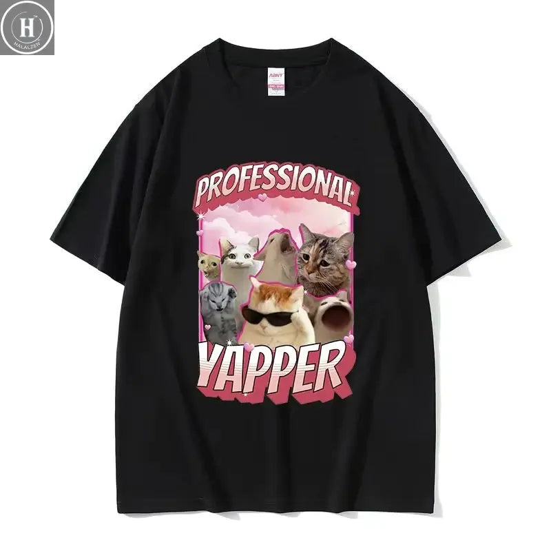 Professional Pussy Eater Funny Cat Lover Tee Shirt Men's Casual Fashion Clothing T-shirt Unisex 100% Cotton Oversized T Shirts HALALZEN