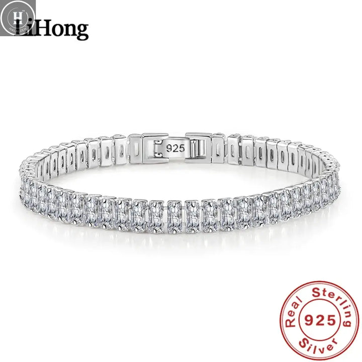 925 Sterling Silver Bracelet Elegant Zircon Crystal Fashion Jewelry For Women Engagement Wedding Glamour Jewelry 18CM HALALZEN