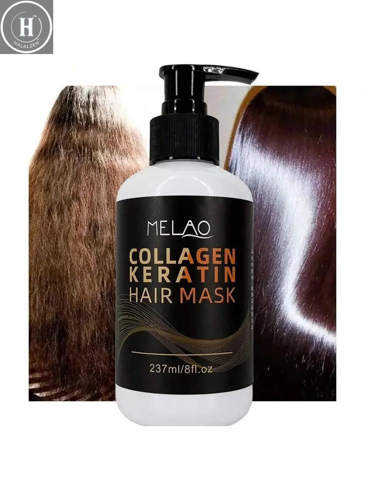 MELAO Collagen & Keratin Hair Mask - Intensive Repair for Damaged & Brittle Hair to Reduce Breakage, Restore Brilliant Shine HALALZEN
