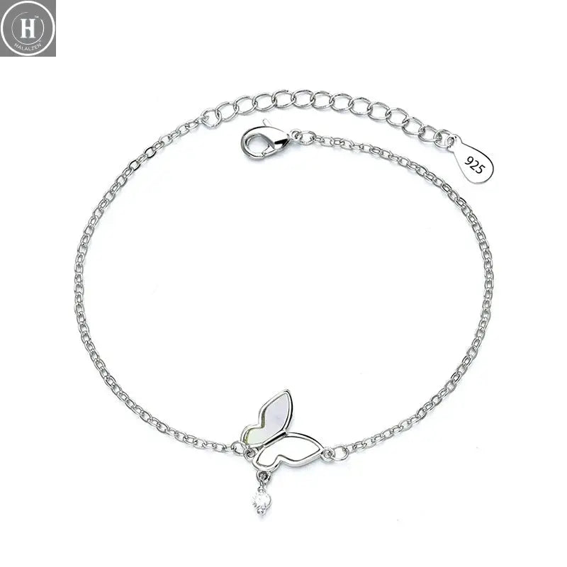 VENTFILLE 925 Sterling Silver Butterfly Bracelet for Girl Bead String Design Insect Fashion Versatile Jewelry Gift Dropshipping HALALZEN