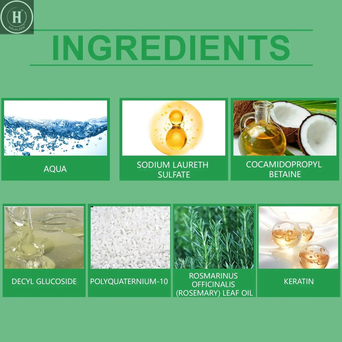 3pcs Rosemary Hair Growth Shampoo Thickening Hydrolyzed Keratin Dry Frizzy Damaged Repair Moisturizing Scalp Cleaning Shampoo HALALZEN