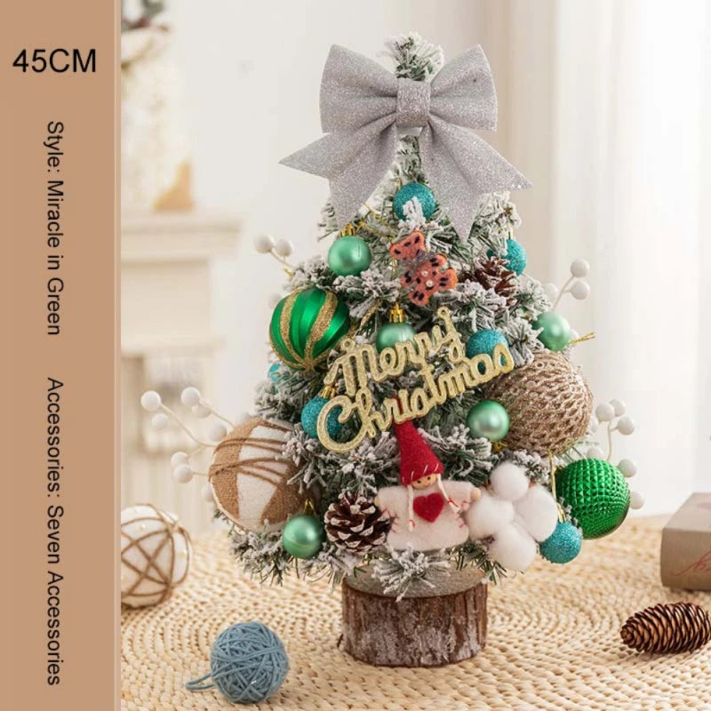 45cm Christmas Tree Ornament Mini Small Xmas Tree With LED Light For Merry Christmas New Year Home Party DIY Desktop Decor