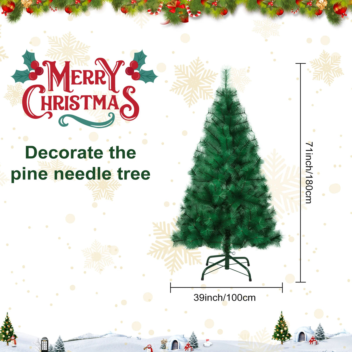 5/6/7FT Artificial Christmas Tree, Imitation Pine Needle Christmas Tree, Simulated Pine Needle Xmas Tree, Winter Party