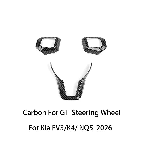 US For Kia NQ5 2026/EV6 2026 /EV3/EV4/K4 Car Tuning Carbon Fiber Steering Wheel /GT Steering Wheel Button Trim Cover Accessories