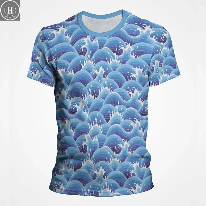 Water Ripples Waves 3D Printed T Shirt For Men Fashion Vacation Women T-Shirt Surfing Sport Streetwear Casual Funny Tee Tops HALALZEN