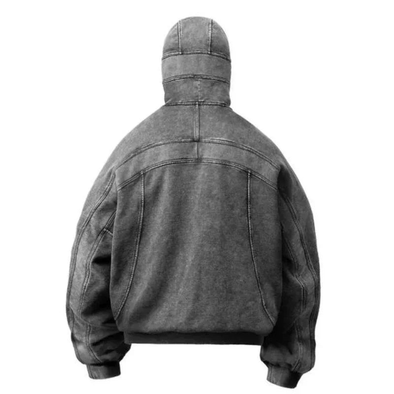 Winter new outdoor warm hooded sweatshirt jacket hip-hop stitching y2k retro hoodie old warm creative men women clothing tops