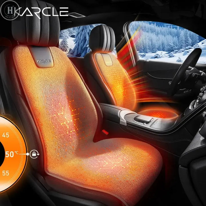 Heated Car Seat Cover Fleece Graphene Fast Car Seat Heater 12/24V Warm Plush Seat Protector Car Heating Mat Winter Seat Cushion HALALZEN