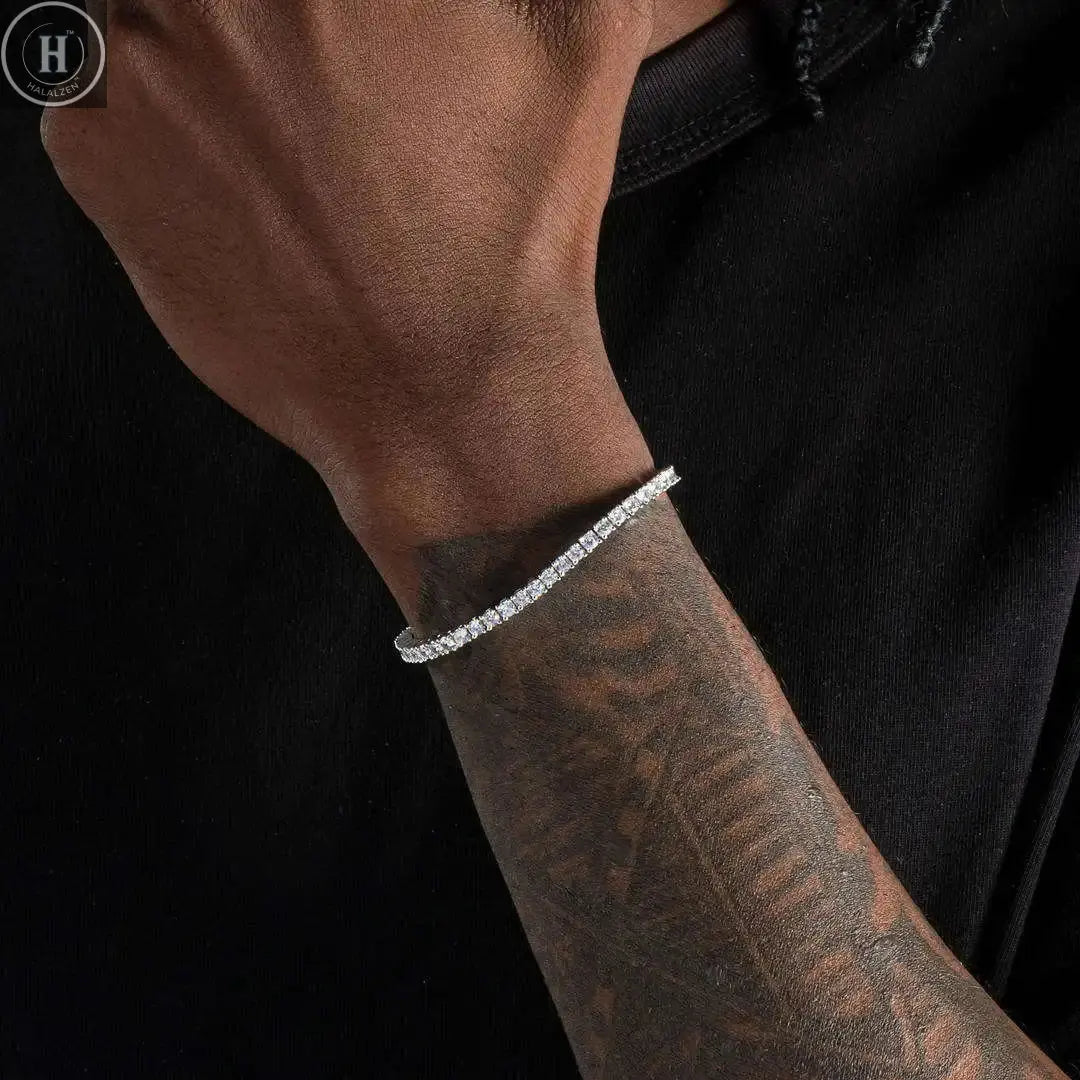 S925 Sterling Silver High Quality Fashionable  D Color VVS1 Full Moissanite Tennis Bracelet for Women Wedding Engagement Jewelry HALALZEN