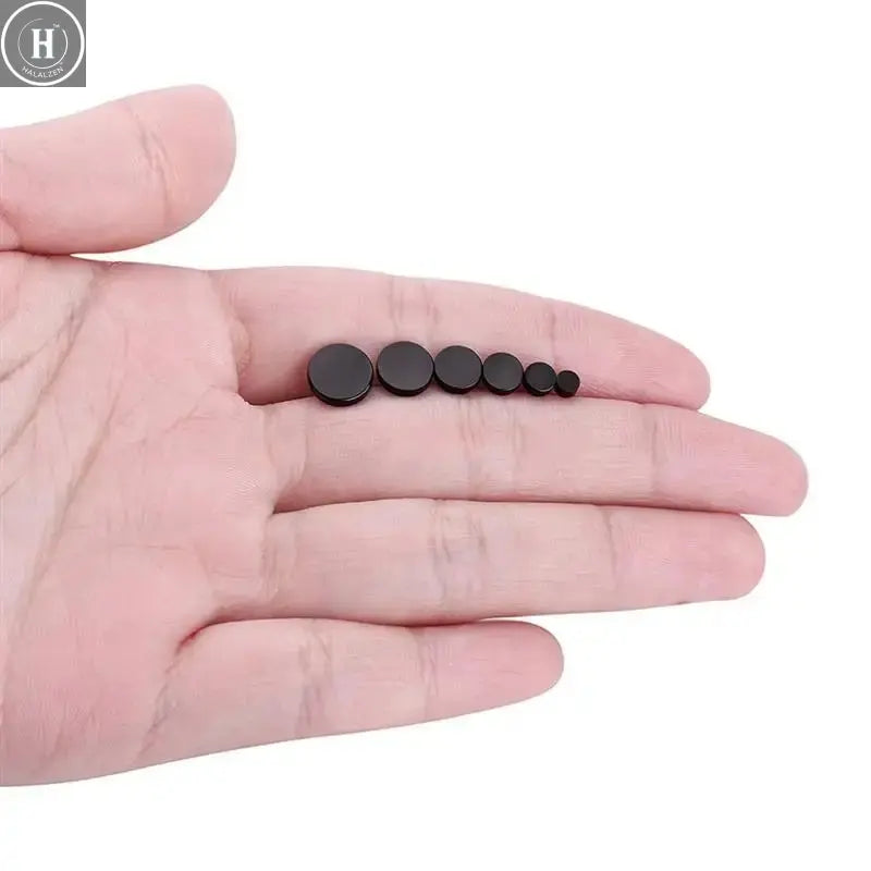 New Titanium Steel Stud Earrings for Men Women Stainless Steel Round Black Punk Ear Studs Best Gift Jewelry Accessories HALALZEN