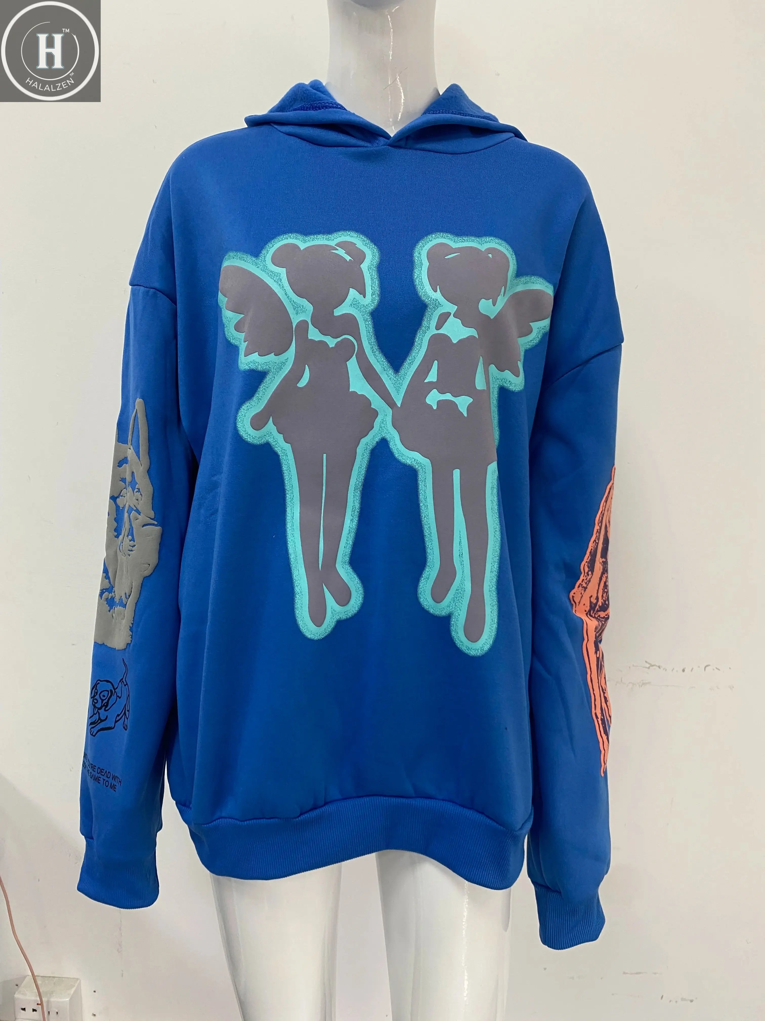 Personalized graffiti hoodie sweatshirt pullover loose and versatile couple style aesthetic clothing street style HALALZEN