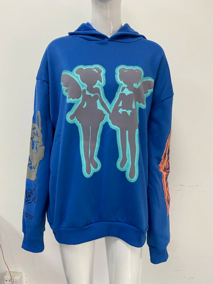 Personalized graffiti hoodie sweatshirt pullover loose and versatile couple style aesthetic clothing street style