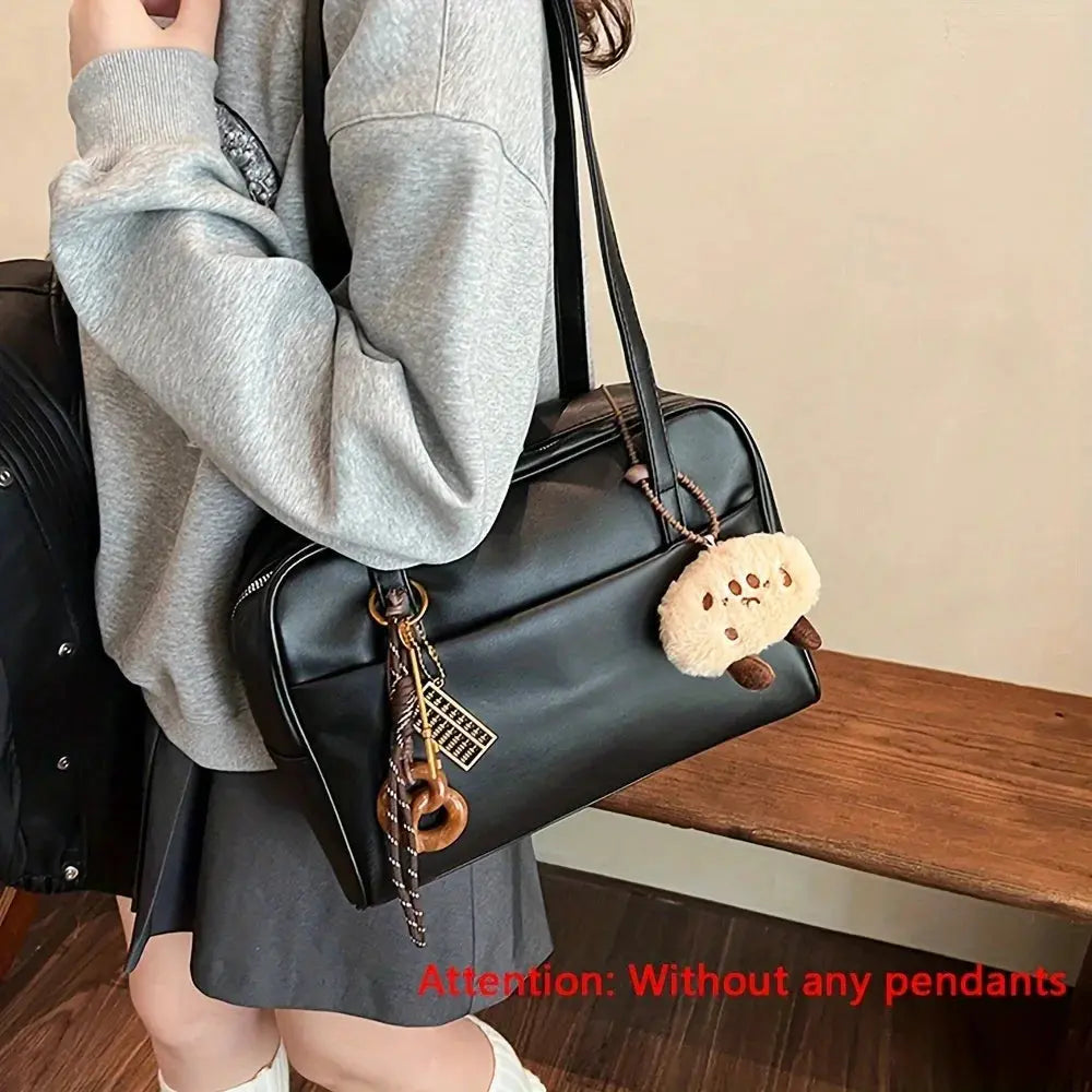 Retro College-Style Single-Shoulder Bag, Versatile Large-Capacity Commuter Bag, Fashionable Boston Briefcase HALALZEN