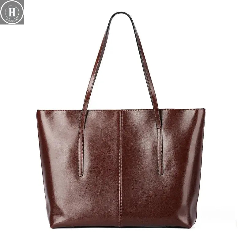 Burminsa Cowhide Genuine Leather Large Tote Bags For Women 2026 Luxury Designer Commuter Shoulder Bags Shopper Ladies Handbags HALALZEN