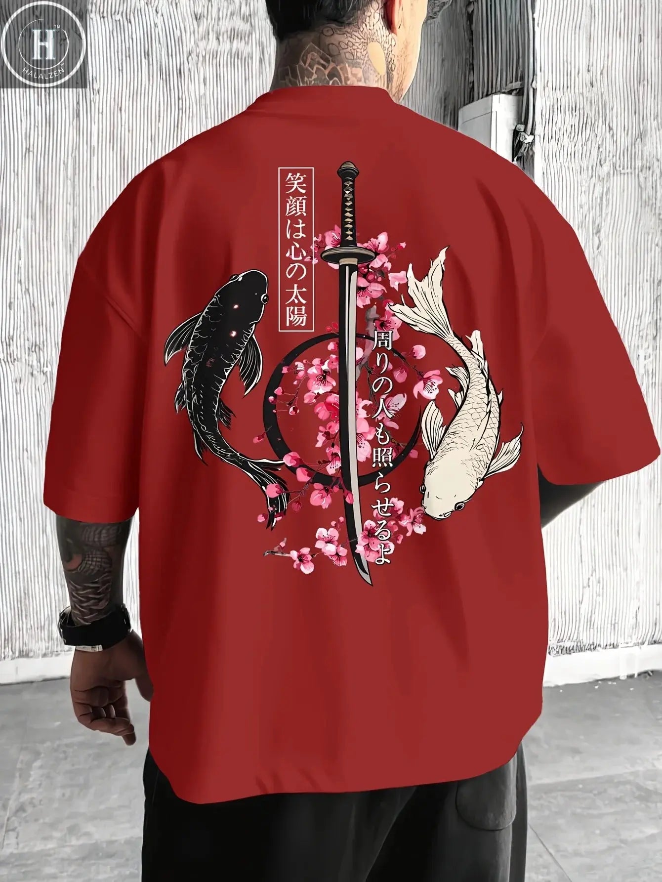 Japanese Cherry Blossom Print 100% Cotton Men Woment T-shirt Summer Autumn Daily Outdoor Sports Casual Loose Street Short-sleeve HALALZEN