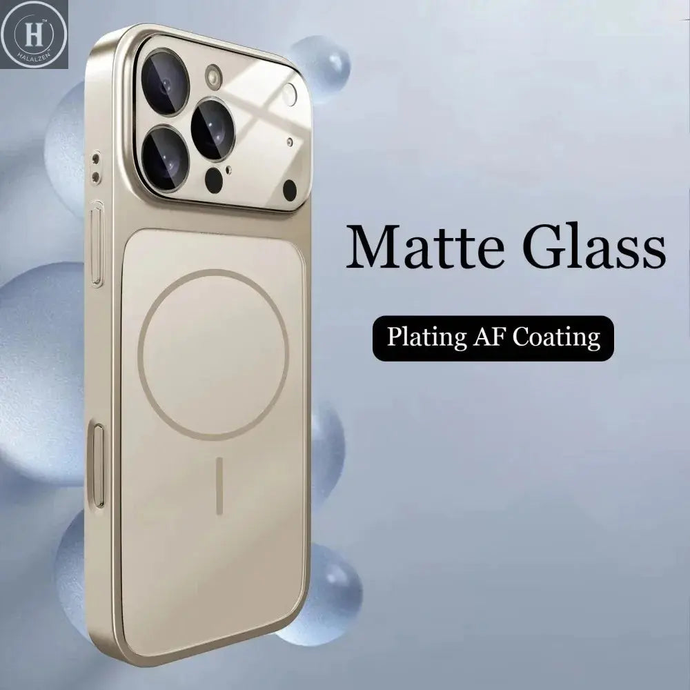 Glass Nano Matte Case For iPhone 17 Pro Max 17Air 17Pro 16 15 14 13 Pro Max Cover Magnetic Wireless Charge Armor Funda Halalzen UK
