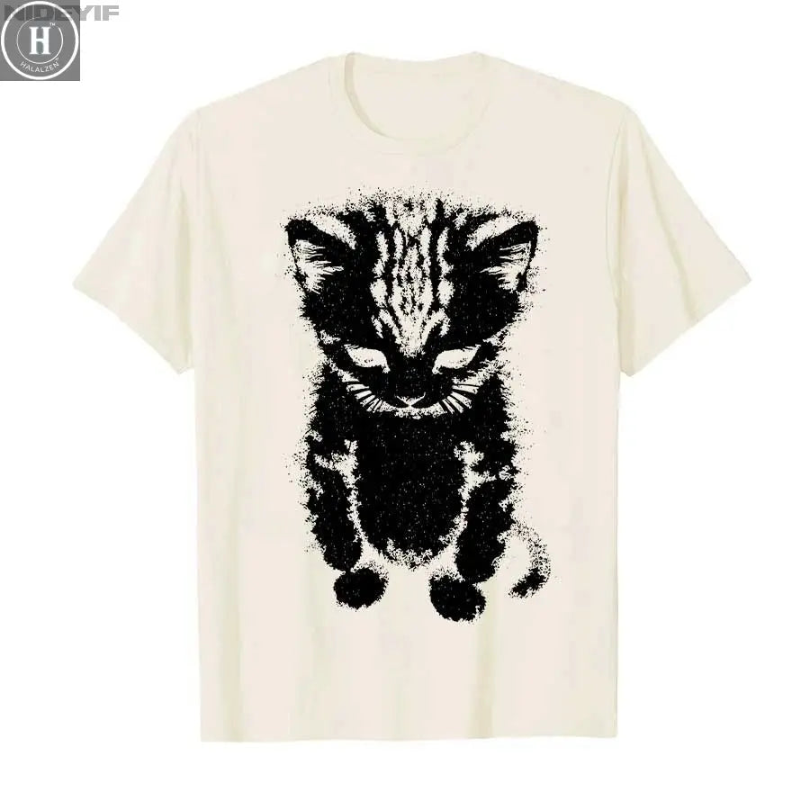 El Gato Sad Kitten Funny Meme Sad Crying Munchkin Cat Trendy T-shirt For Men Women 100% Cotton T Shirts Short Sleeve Tops P710 HALALZEN