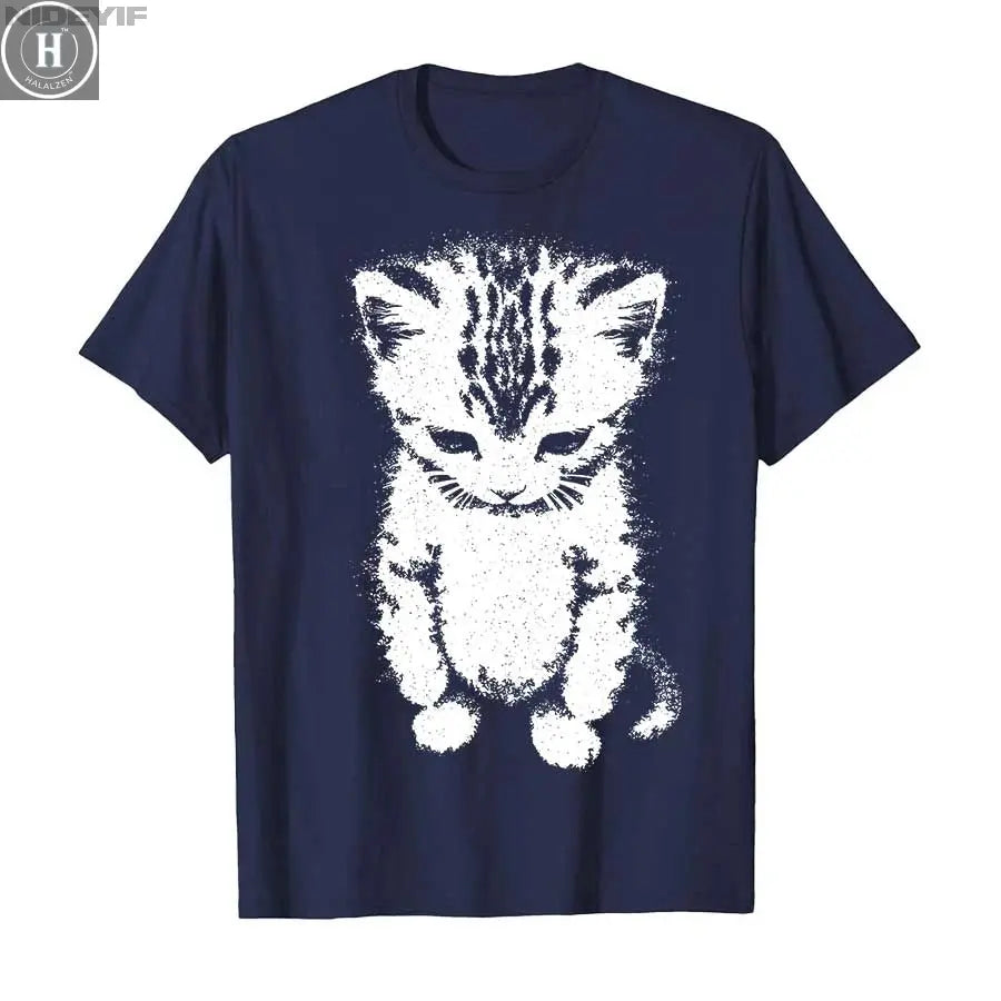 El Gato Sad Kitten Funny Meme Sad Crying Munchkin Cat Trendy T-shirt For Men Women 100% Cotton T Shirts Short Sleeve Tops P710 HALALZEN