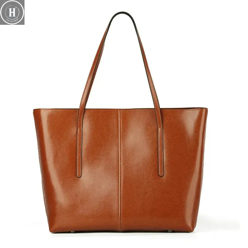 Burminsa Cowhide Genuine Leather Large Tote Bags For Women 2026 Luxury Designer Commuter Shoulder Bags Shopper Ladies Handbags HALALZEN