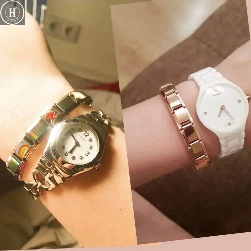 Hapiship New Women's Jewelry 9mm Width Italian Elastic Charm Bracelet Fashion Stainless Steel Bangle ST- HALALZEN