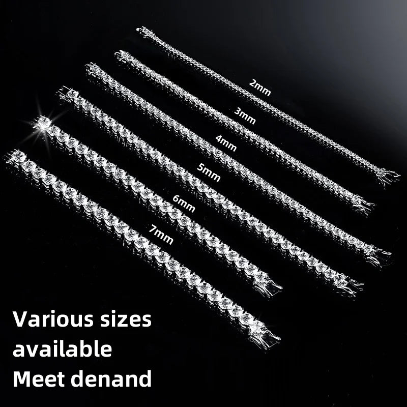 Great Sale Real S925 Sterling Silver Plated 18K Gold 5A Grade Zircon Black Tennis Bracelet for Men and Women Fashion Jewelry