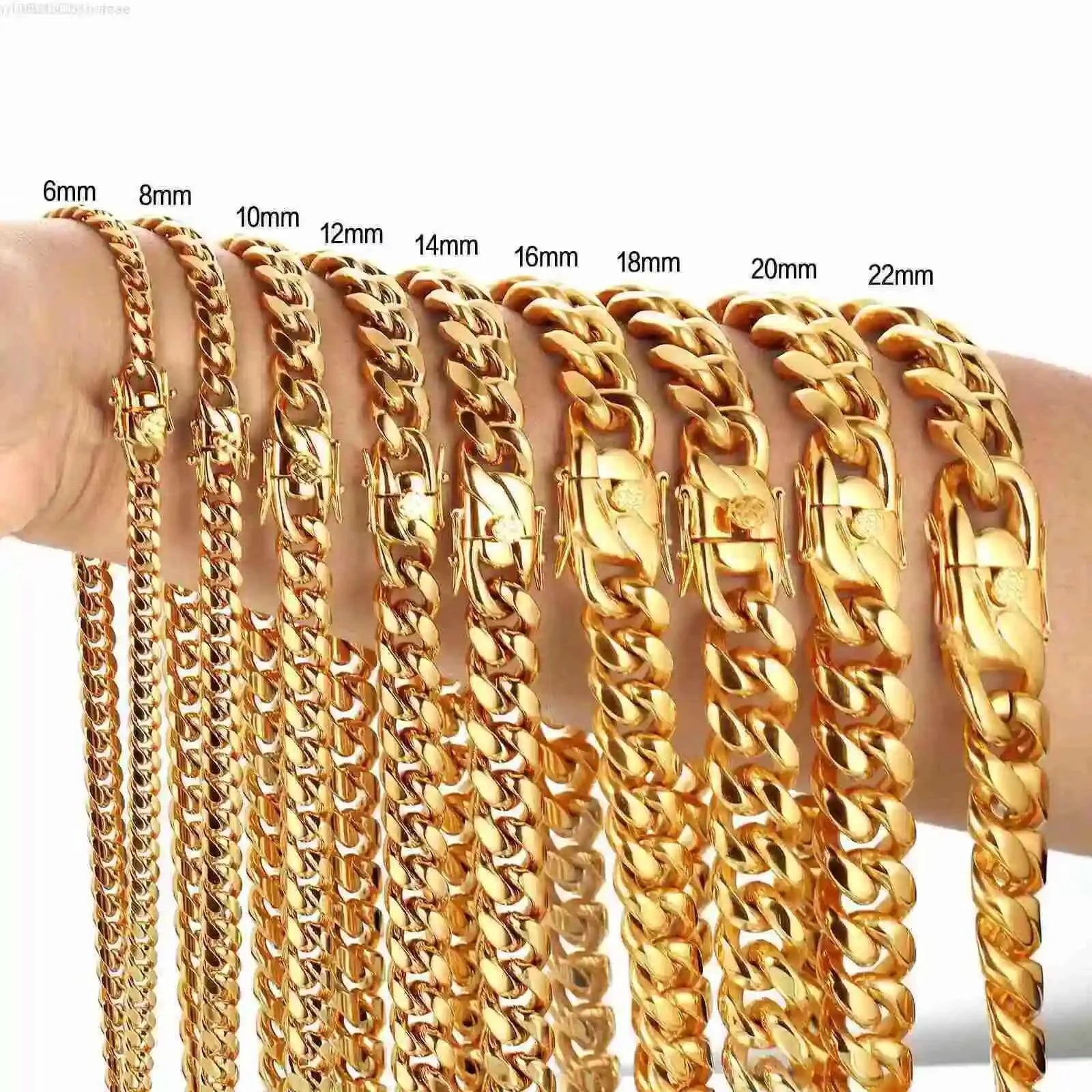 6mm-22mm wide 316L Stainless Steel Cuban Miami Chains Necklaces Big Heavy Round Link Chain for Men Hip Hop Rock jewelry