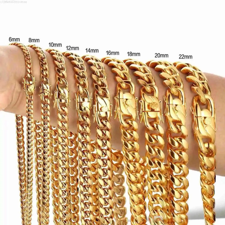 6mm-22mm wide 316L Stainless Steel Cuban Miami Chains Necklaces Big Heavy Round Link Chain for Men Hip Hop Rock jewelry