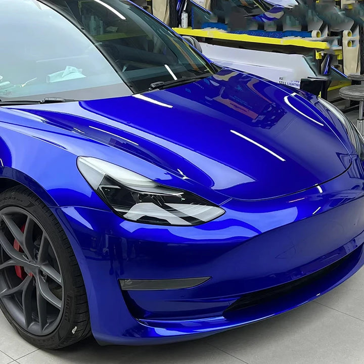 Ultra Glossy Blue Metallic Vinyl Wrap Film Roll With Air Release Self Adhesive Car Wrapping Motorcycle DIY Decal Sticker