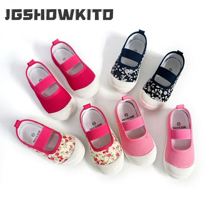 2025 New Spring Autumn Baby Girl Shoes Kids Canvas Shoes Children Casual Sneakers Candy Color Flowers For Girls Floral Prints