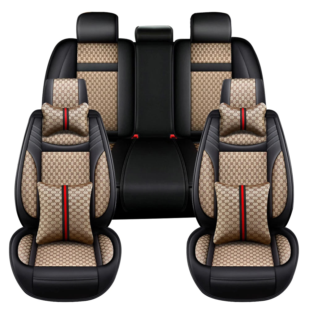 PU Leather Universal 5 Seats Car Seat Cover Cushion Protection Cushion Anti-scratch For Sedan SUV Pickup Truck Seat Four Seasons