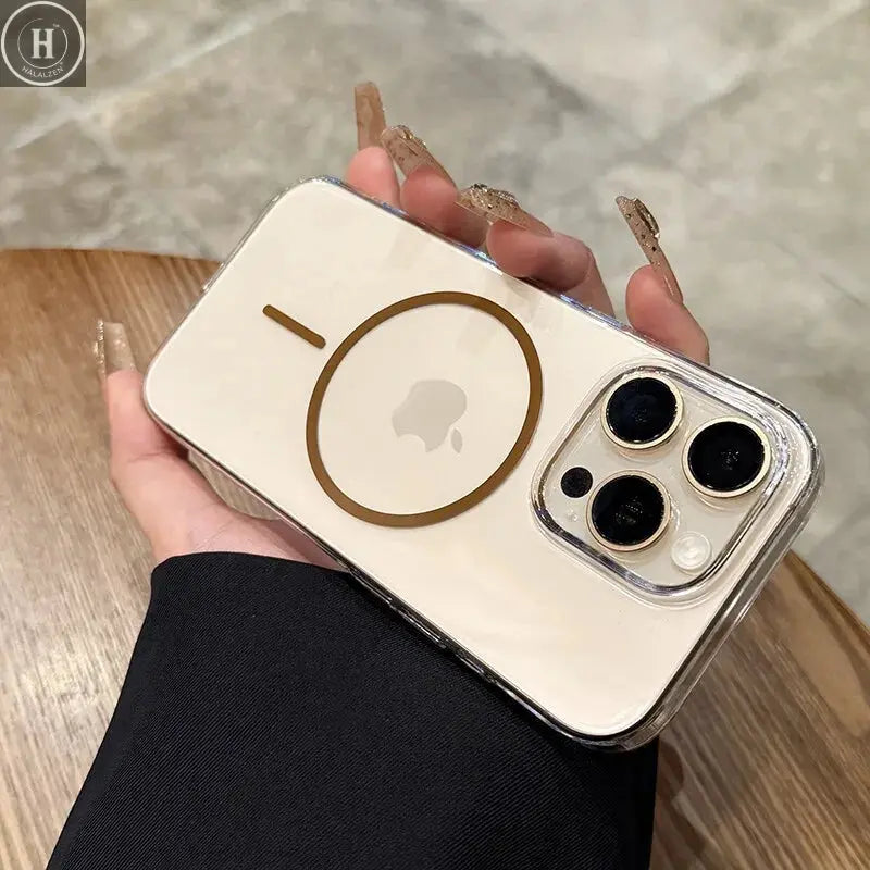Luxury Magnetic Wireless Charge For Magsafe Case for iPhone 16 15 14 13 12 11 Pro XR XS Max 7 8 Plus Transparent Case Back Cover Halalzen UK