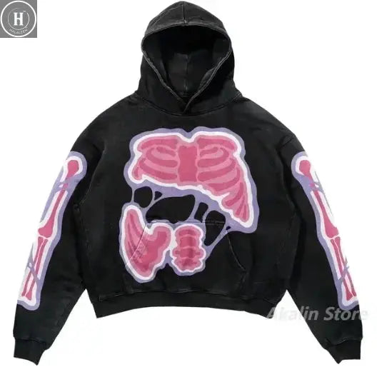 Explosions of New Harajuku Zipper Hooded Sweater Street Men and Women Retro Shirt Sweatshirt Gothic Jacket Hooded Couple Sweater HALALZEN