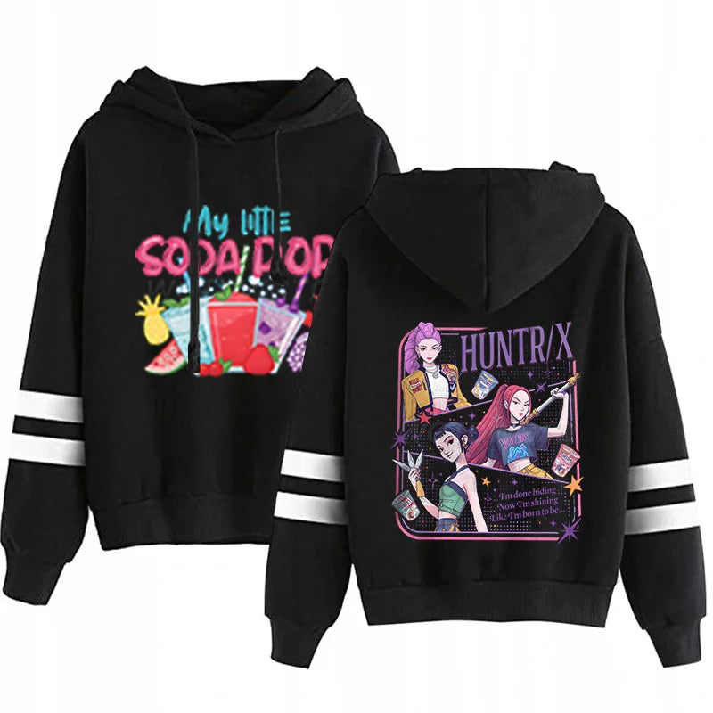 Kpop Demon Hunters Fashion Hoodie Long Sleeve Double Bar Trendy Streetwear