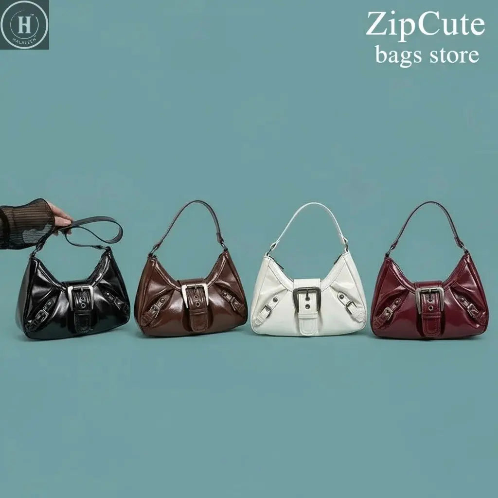 Y2K Retro Pleated Hobo Shoulder Bag for Women Hot Selling Maillard Style Underarm Bag Clutch Handbags for Travel Work Shopping HALALZEN