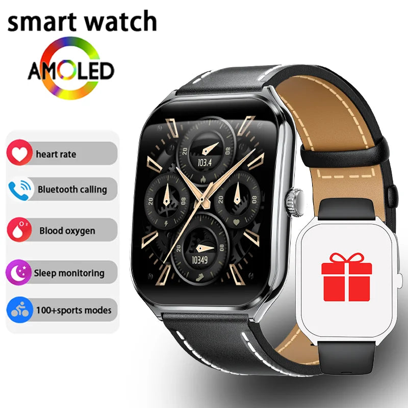 New Ultra Thin Smart Watch men 1.96" AMOLED HD Pixel Display Always Show Time BT Call Reminder Smartwatch Ladies For Android iOS