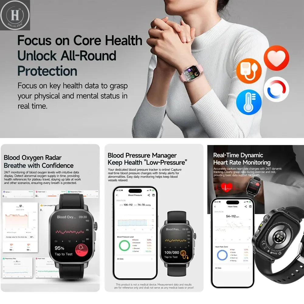 2026 New Model Uric Acid & Lipid Health Analysis Smart Watch Men ECG+PPG Bluetooth Call 2.01-inch Flashlight Smartwatch Women HALALZEN