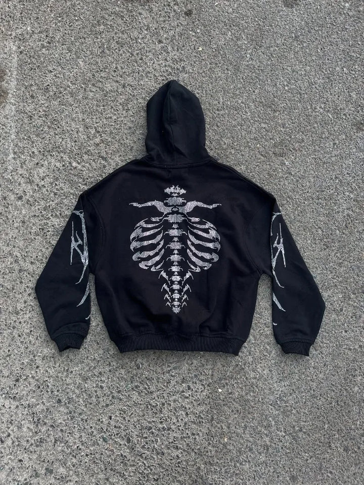 2025 Winter Trendy American Street Hip-Hop Rock Anime Printed Hoodie Men Y2k Gothic Punk Casual Loose Pullover Sweatshirt Women