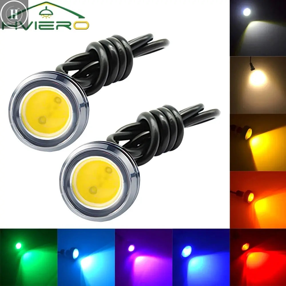 2X Auto White Red Blue 23mm Eagle Eye Daytime Running DRL Car Moto Backup Led Parking Turn Signal Brake Bulb Day Light Fog Lamp HALALZEN
