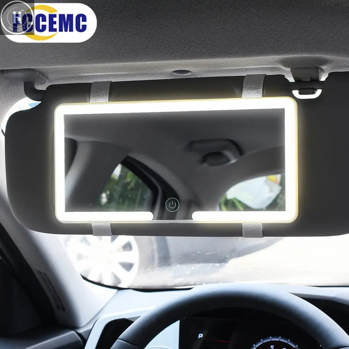 Fccemc Car Sun Visor Makeup Mirror LED Touch Screen Adjustable Brightness Auto Interior Makeup HD Mirror Charging Vanity Mirror HALALZEN