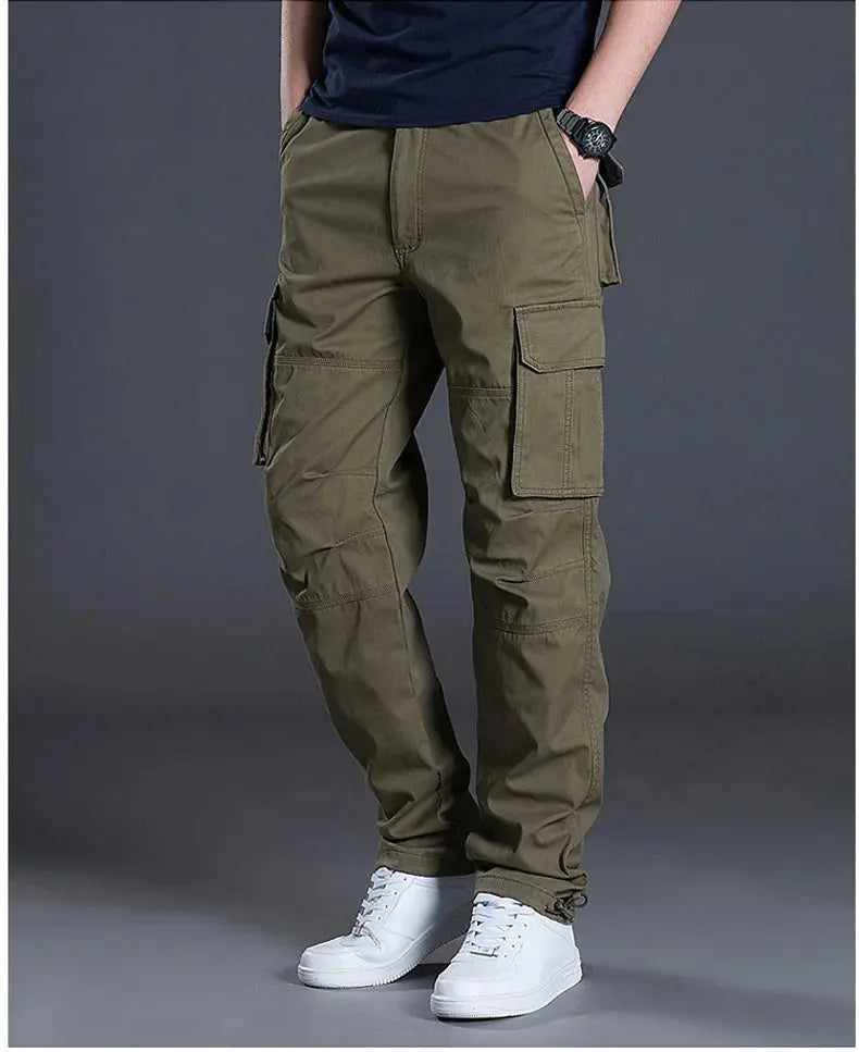 2025 Cotton Multi Flap Pockets Men's Straight Leg Cargo Pants Loose Casual Outdoor Pants Men's Work Pants For Hiking Tactical Halalzen UK