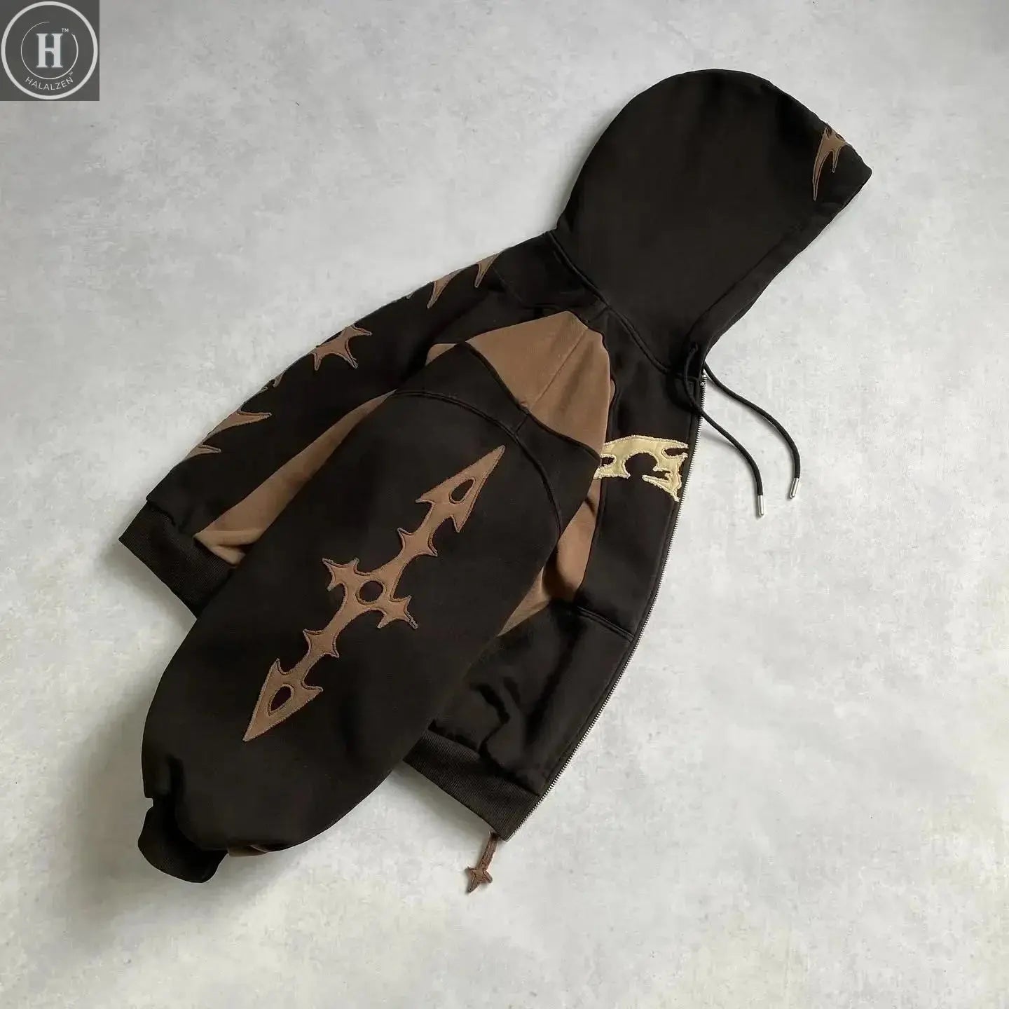 Y2k New Tops Harajuku Geometric Embroidery Splicing Gothic Youth Simple Daily Hoodies Women Sweatshirt Loose Pattern Casual Men HALALZEN