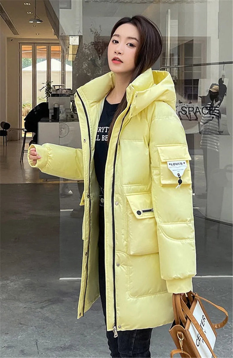 2023 New Women's Jacket Winter Parka Down Cotton Jackets Casual Long Coat Loose Thick Warm Hooded Parkas Waterproof Outwear