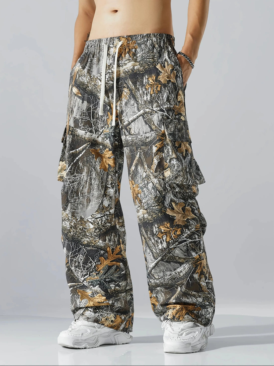 Men's Three-color Casual Camouflage Leaf Pattern Sport Belt Side Pocket Casual Sport Pants Halalzen UK