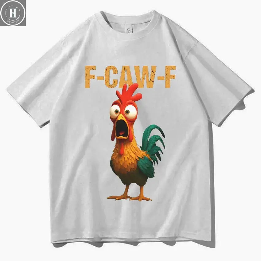 Summer Fun F Caw F Chicken Harajuku New T-shirt 2025 Men's Women's Humorous Chicken Aesthetic Leisure Cotton T-shirt HALALZEN