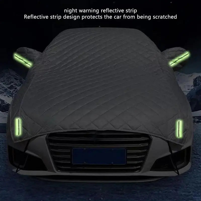 Winter Half Car Cover Auto Thicken Breathable Waterproof Snowproof Universal Car Anti Snow Frost Ice Shield Dust Protector Cover