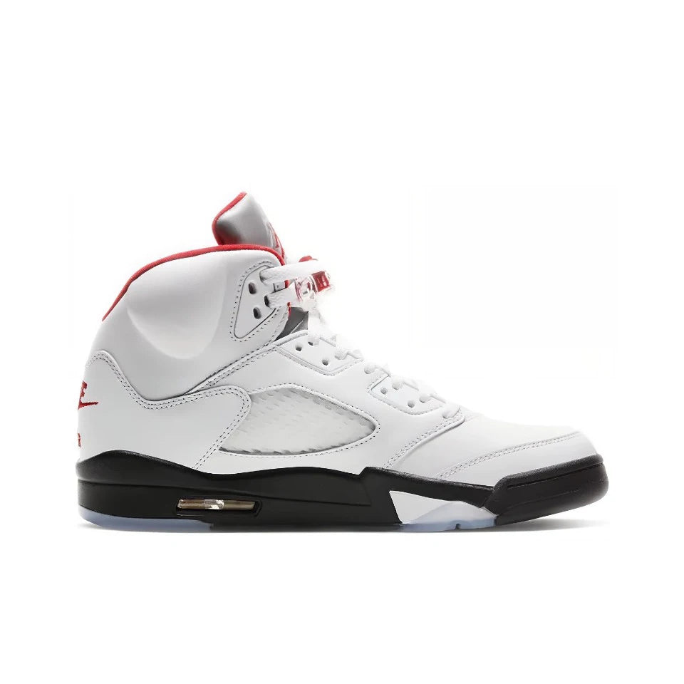 Original Air Jordan 5 'Bulls' For Men's Red and White Retro Classic Basketball Shoes Casual Sneakers